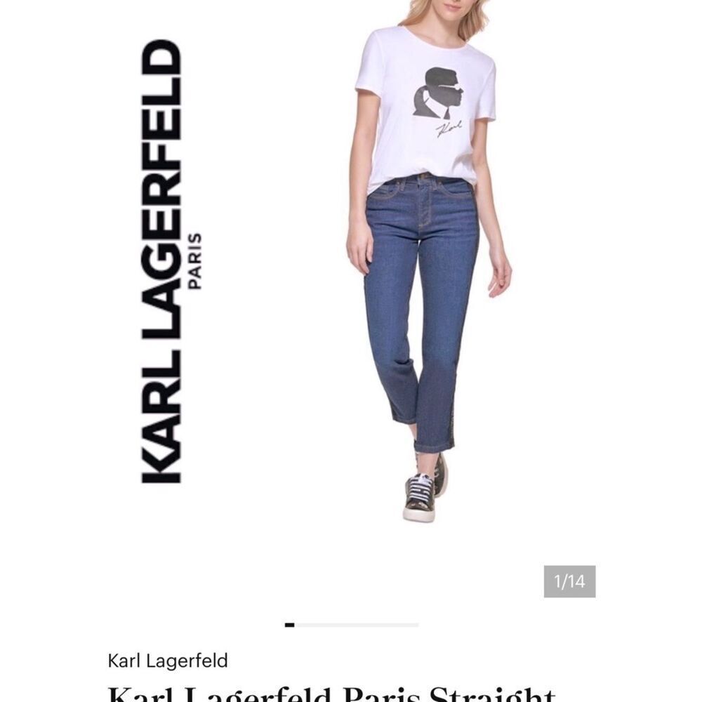 Karl Lagerfeld Paris Straight Leg Light Wash Denim Jeans